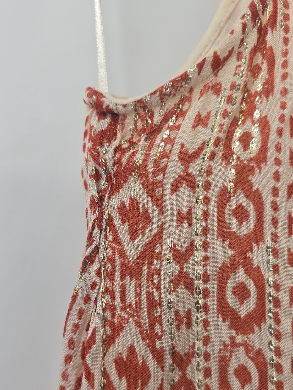 Zara Sleeveless Maxi Dress - Red,gold And  Olive - Picture 5 of 8